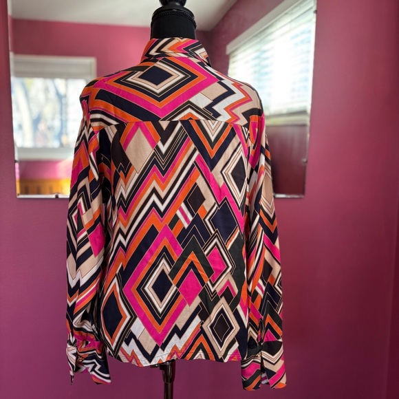 Vilagallo Exclusive Geometric Print Shirt SZ 42 EU Fits LG US Colorful Retro - Picture 3 of 6